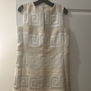 Tory Burch Jacquard Greek Key Geometrical Design Metallic Dress. Size 2
